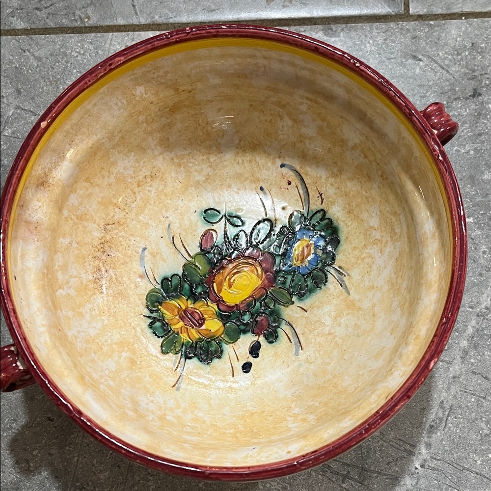 Handcrafted Ceramic Bowl with Floral Design